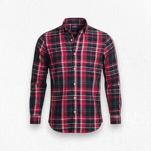 Chaps Red Black Plaid Tartan Classic Button Down Mens Flannel Size Large